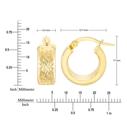 14kt Yellow Gold Diamond Cut Hoop Earring