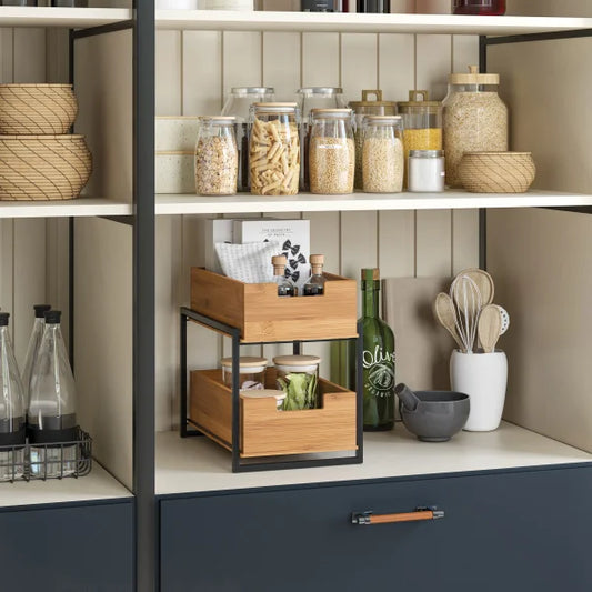 Bamboo 2-tier Sliding Drawer Organizer