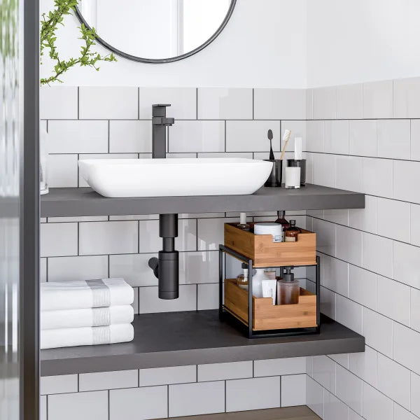 Bamboo 2-tier Sliding Drawer Organizer
