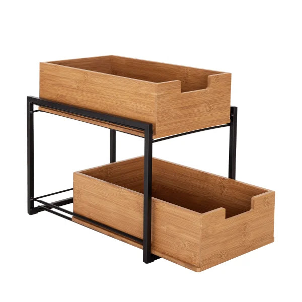 Bamboo 2-tier Sliding Drawer Organizer