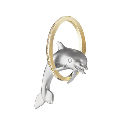 Honolulu Jewelry 14kt Diamond Dolphin Hoop Necklace