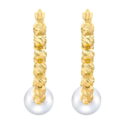 Freshwater Cultured 6.5-7mm 14kt Gold Hoop Earrings