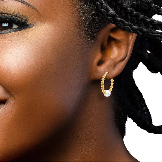 Freshwater Cultured 6.5-7mm 14kt Gold Hoop Earrings