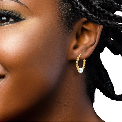 Freshwater Cultured 6.5-7mm 14kt Gold Hoop Earrings