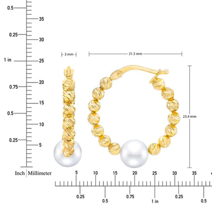 Freshwater Cultured 6.5-7mm 14kt Gold Hoop Earrings