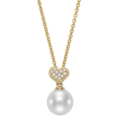 8-8.5mm Pearl & Diamond 14kt Yellow Gold Pendant