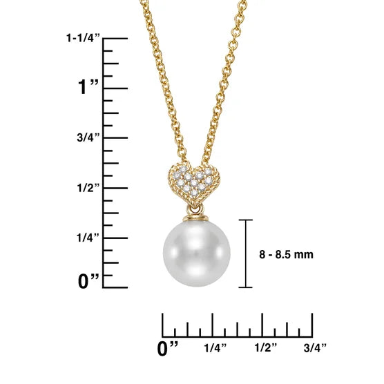 8-8.5mm Pearl & Diamond 14kt Yellow Gold Pendant