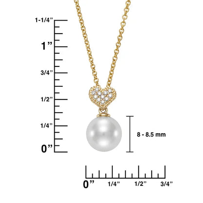 8-8.5mm Pearl & Diamond 14kt Yellow Gold Pendant