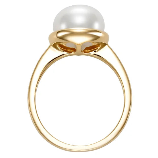 Freshwater Cultured 9-10mm Pearl 14kt Yellow Gold Bezel Ring