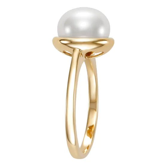 Freshwater Cultured 9-10mm Pearl 14kt Yellow Gold Bezel Ring
