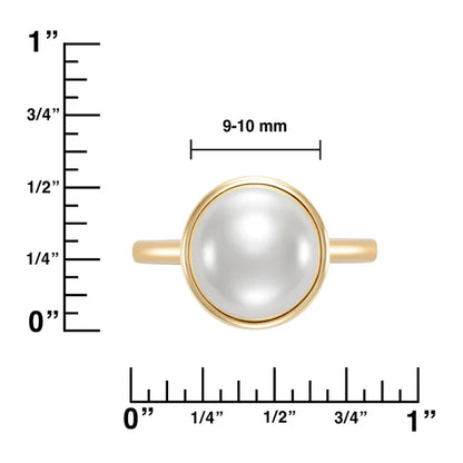 Freshwater Cultured 9-10mm Pearl 14kt Yellow Gold Bezel Ring