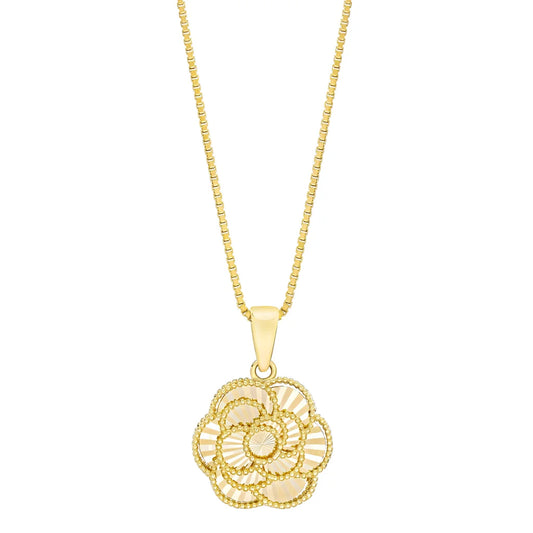 14kt Yellow Gold Rose Pendant
