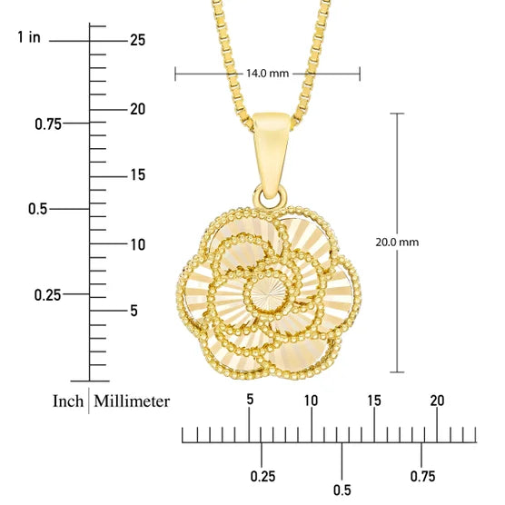 14kt Yellow Gold Rose Pendant