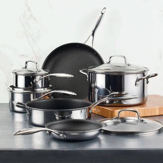 Circulon C1 Series Clad Stainless Steel with ScratchDefense Non-Stick Cookware Set, 10-piece