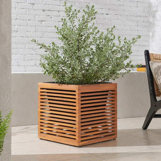 17" Acacia Wood Planter