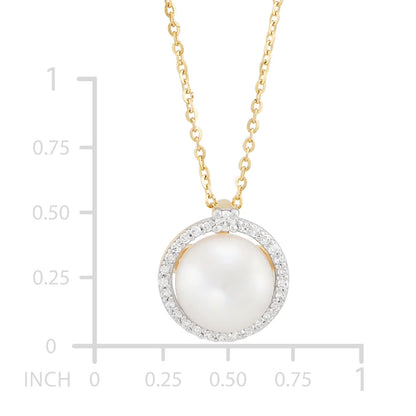 Freshwater Cultured Pearl Pendant with 0.11 CT. T.W. Diamonds in 14K Gold