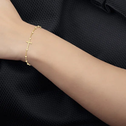 14kt Yellow Gold Cross Bolo Bracelet