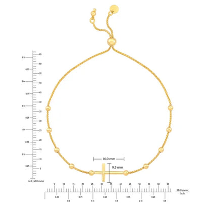 14kt Yellow Gold Cross Bolo Bracelet