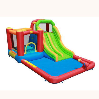 Inflatable Double Slide Water Fun Park with Bouncy Castle