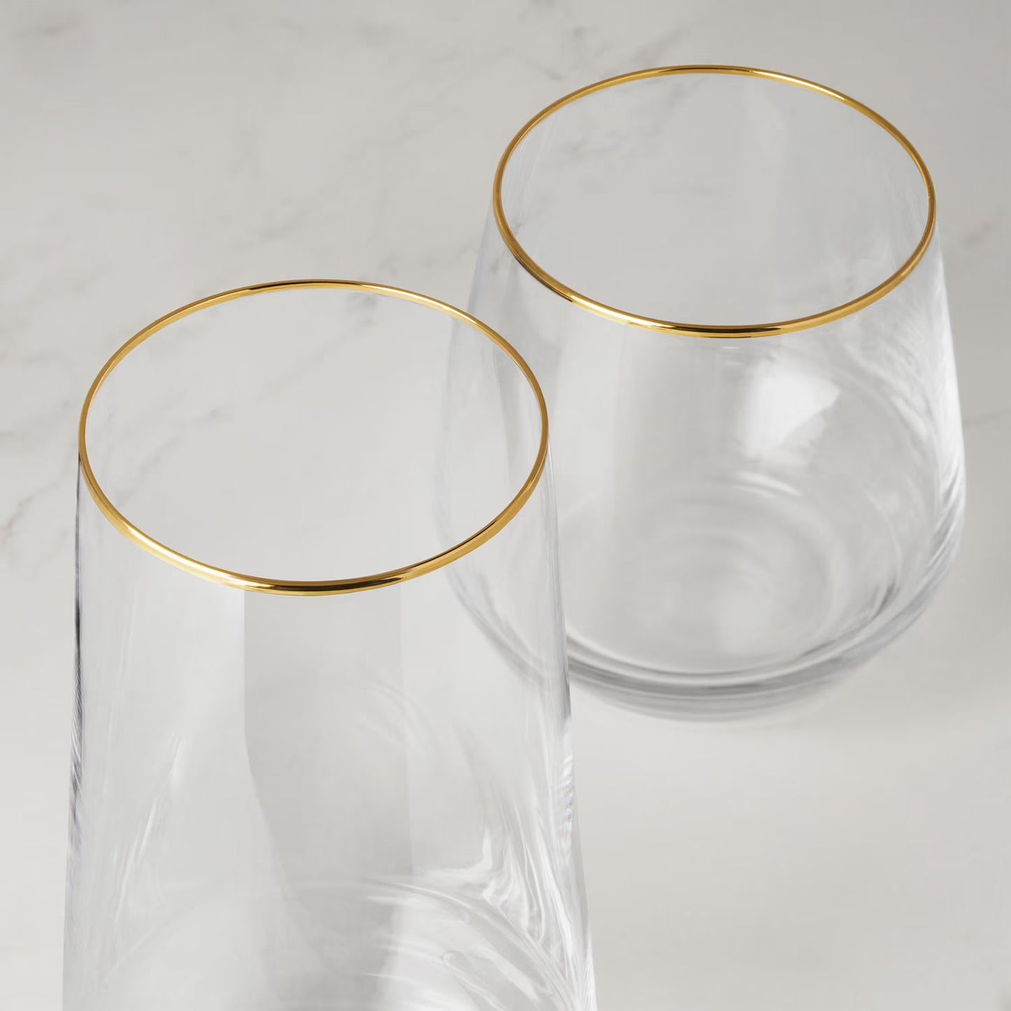 12-Piece Modern Gold Rim Crystal Drinkware Set