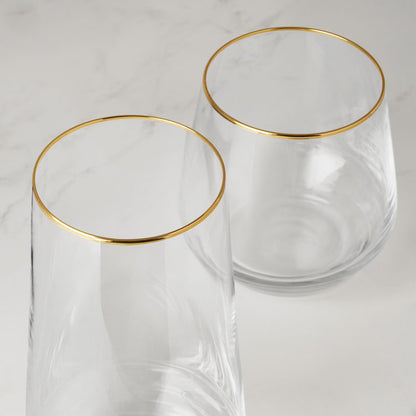 12-Piece Modern Gold Rim Crystal Drinkware Set