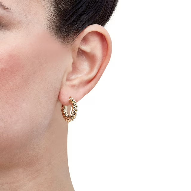 Twisted Tube Hoop Earrings in 14K Gold
