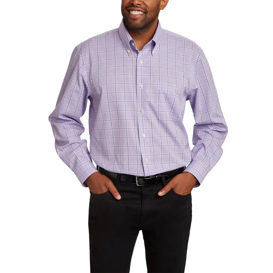 Kirkland Signature Men’s Traditional Fit Dress Shirt, Purple White Glen Plaid