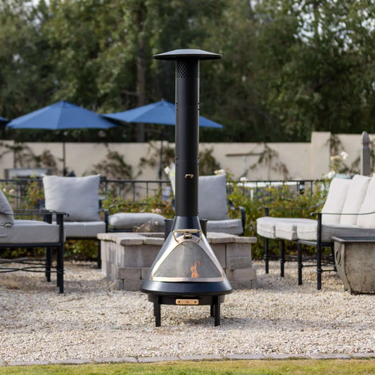 70 Inch Chiminea Outdoor Fireplace and Pellet Hopper