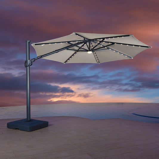 SunVilla 11' Color Changing LED Cantilever Umbrella with Rolling Base