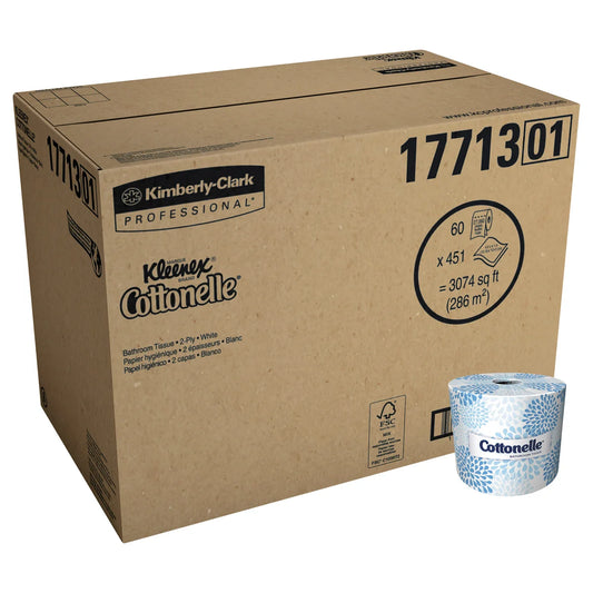 Kleenex Cottonelle 2-Ply White Bath Tissue, Pack of 60 count