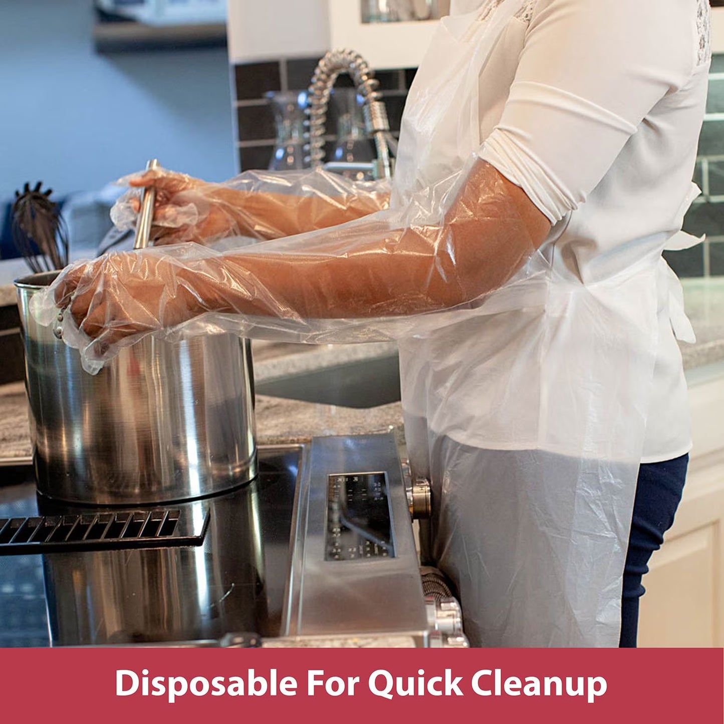 Disposable Waterproof Poly Aprons, White 100 ct.