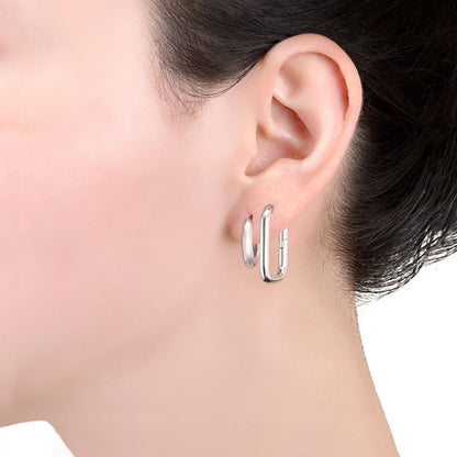Huggie Hoop & Paperclip Earring Set in Sterling Silver