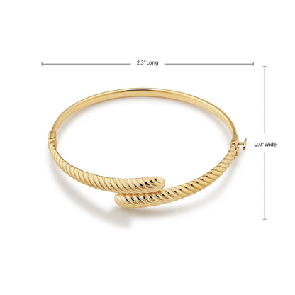 Twist Bypass Bangle Bracelet in 14K Gold