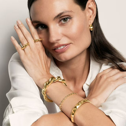 Neuhardt Pyramid Bangle Bracelet in 18K Gold Vermeil