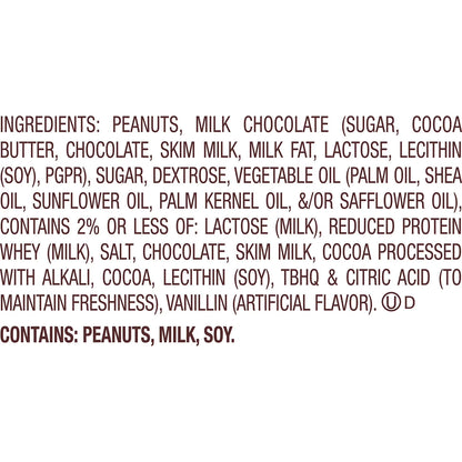 Valentine Milk Chocolate Snack Size Peanut Butter Hearts Candy, 65 pcs