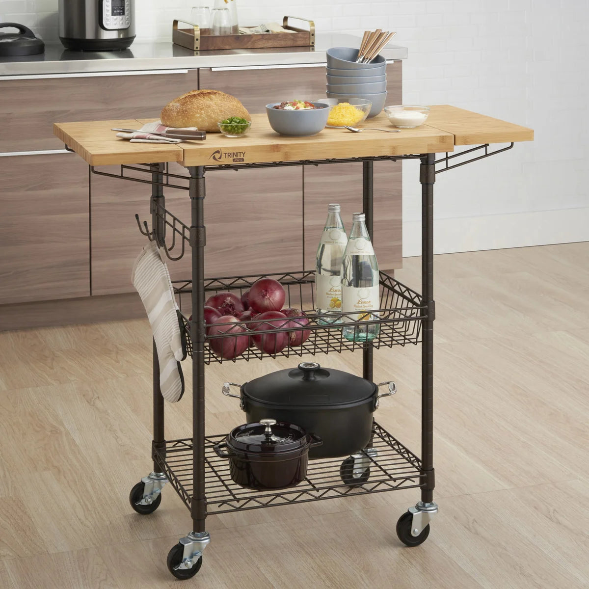 Bamboo Top Kitchen Cart