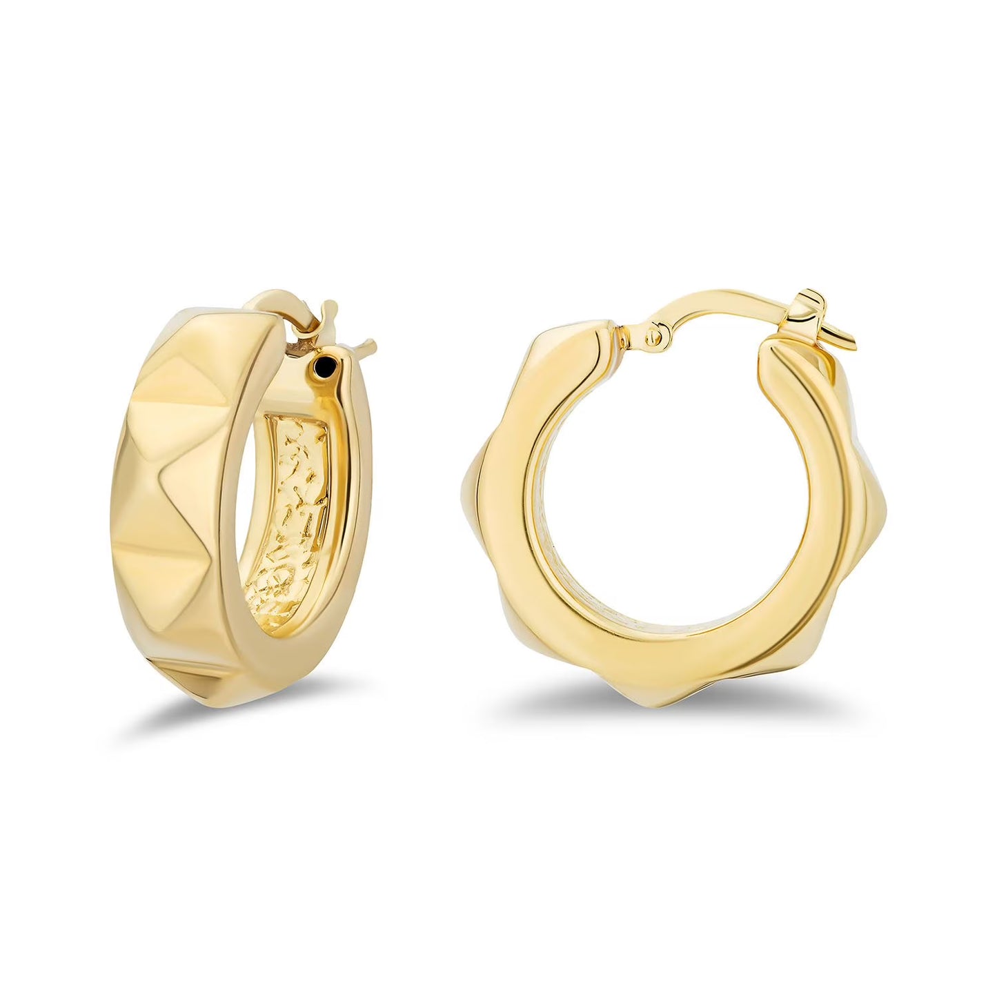 Neuhardt Pyramid Hoop Earrings in 18K Gold Vermeil
