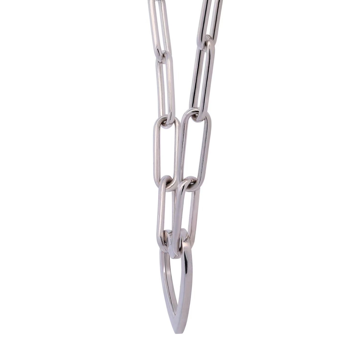 Open Heart Paperclip Chain Necklace in Sterling Silver