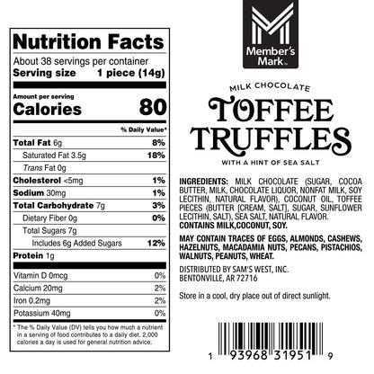 Milk Chocolate Toffee Truffle with Sea Salt, 19 oz.
