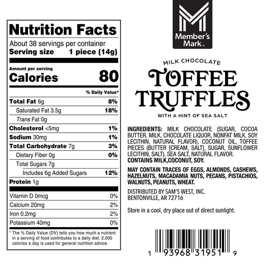 Milk Chocolate Toffee Truffle with Sea Salt, 19 oz.