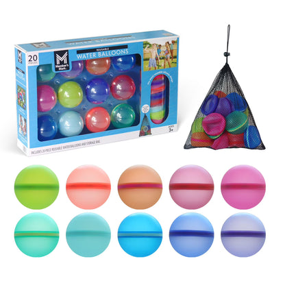 Self-Sealing Reusable Water Balloons with Mesh Storage Bag, 20 pc.