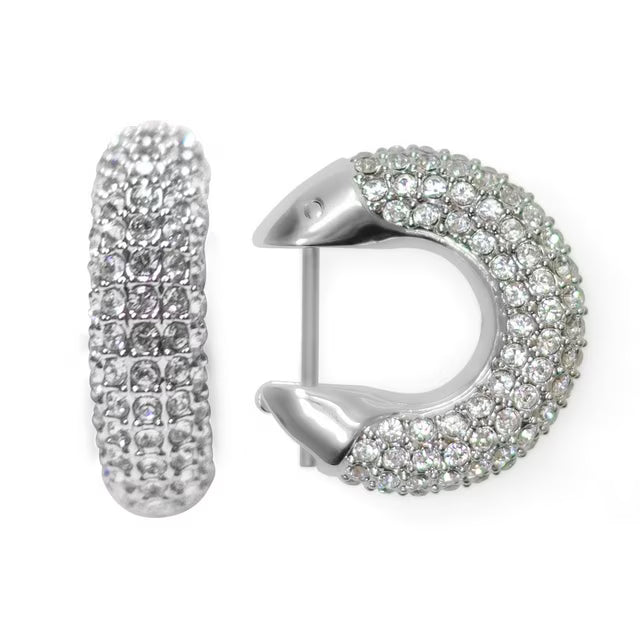 Round Cut White Crystal Dextera Hoop Earrings