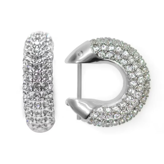 Round Cut White Crystal Dextera Hoop Earrings