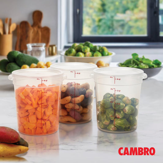 Round Translucent Food Container with Lid, 4 qt., 3 pk.