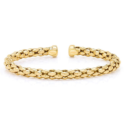 Mosaic Chain Bangle Bracelet Set in Sterling Silver & 18K Gold Plated