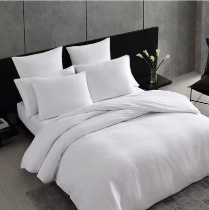 3-Piece White Cotton Queen Duvet Cover Set