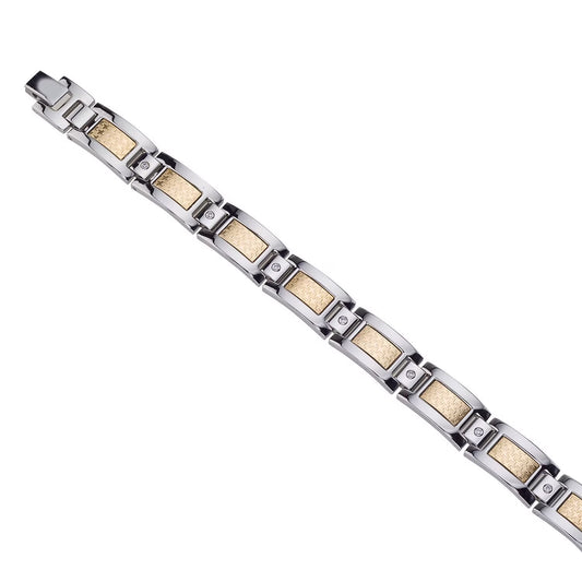Men's Diamond Bracelet & 14K Gold Accent in Stainless Steel