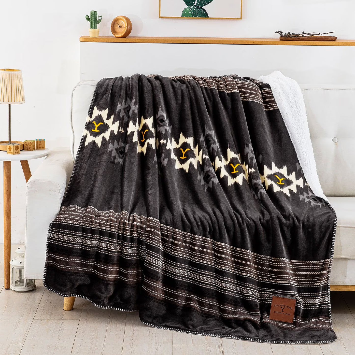 Yellowstone Silk Touch Sherpa Reverse Throw, 60" x 70"