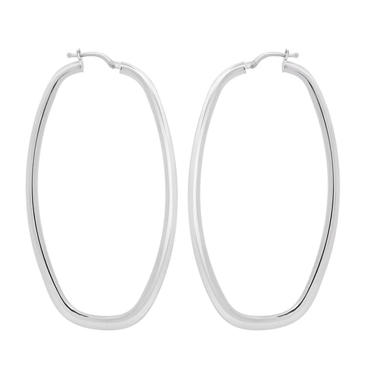 Oval Squared Hoop Earrings in Sterling Silver