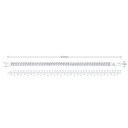 Polished Miami Cuban Chain Bracelet in Sterling Silver, 7mm
